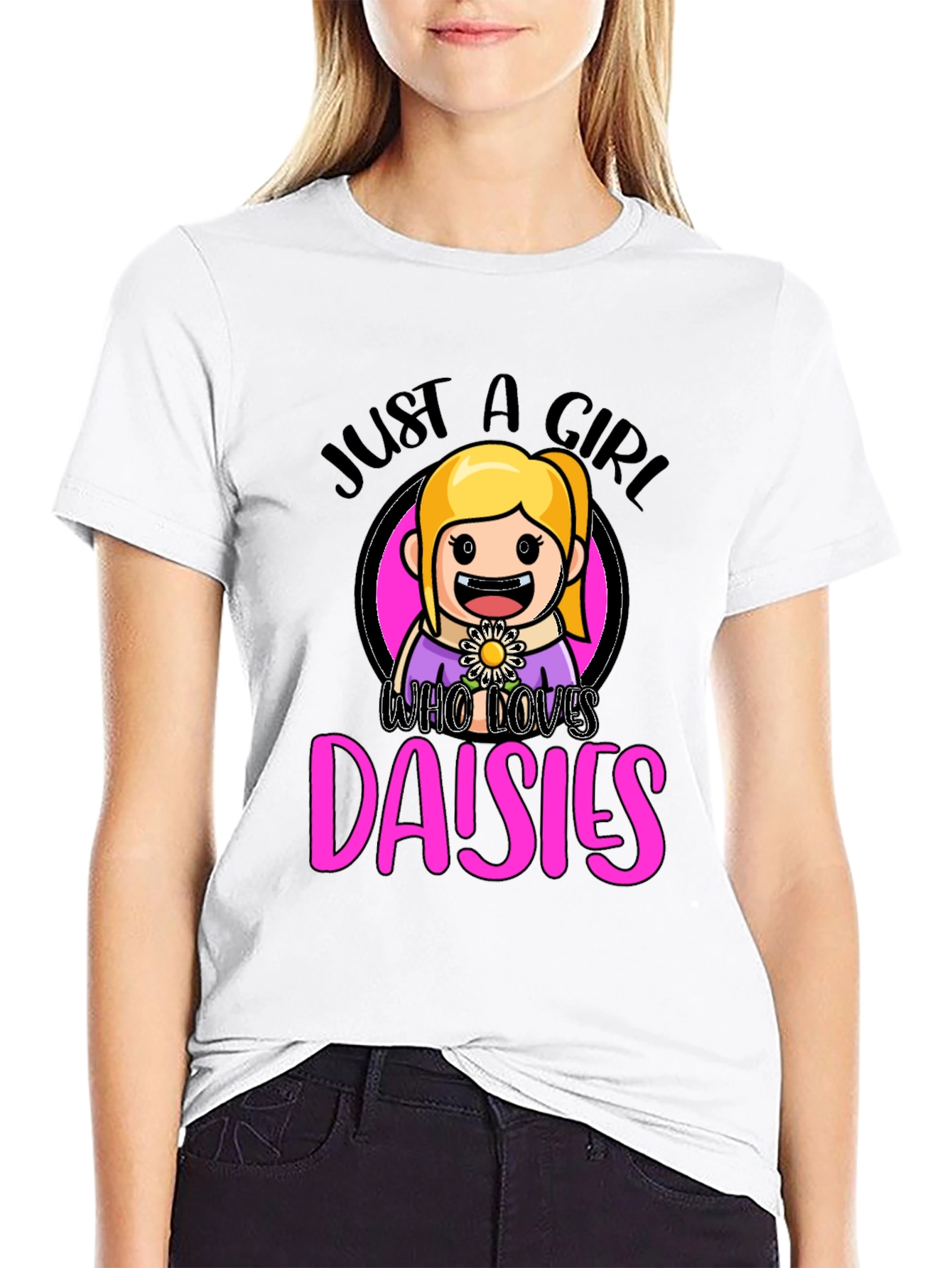Just a Girl Who Loves Daisies Graphic T-Shirt
