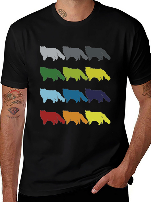 Colorful Cat Silhouette Graphic Tee