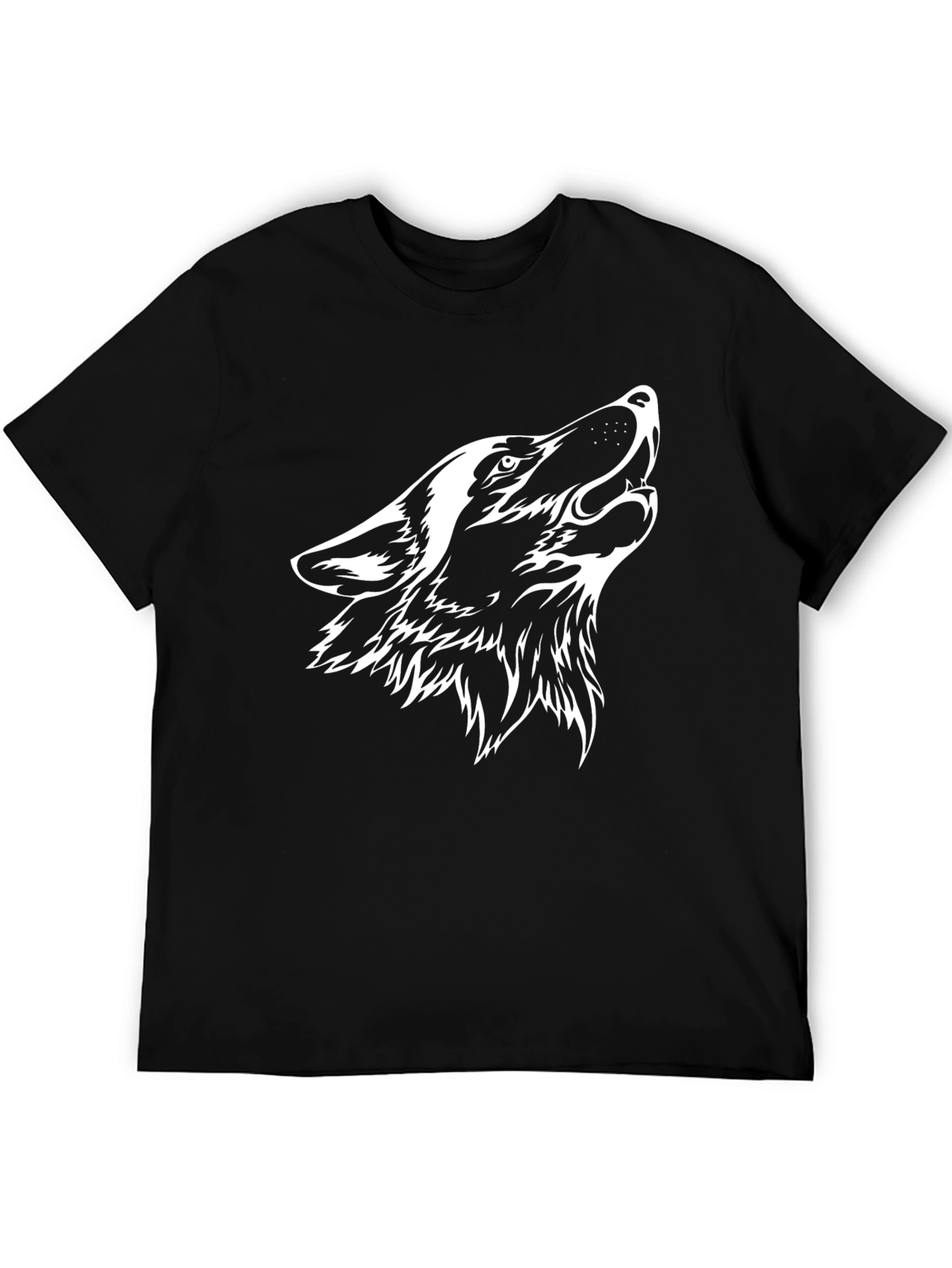 Wolf Howl Graphic Tee - Mens Black Cotton T-Shirt