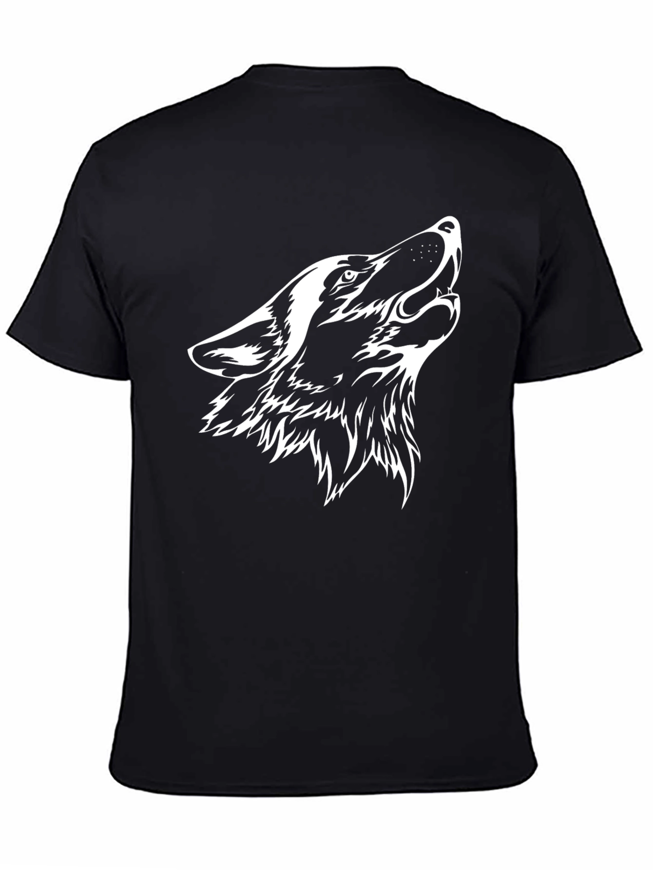Wolf Howl Graphic Tee - Mens Black Cotton T-Shirt