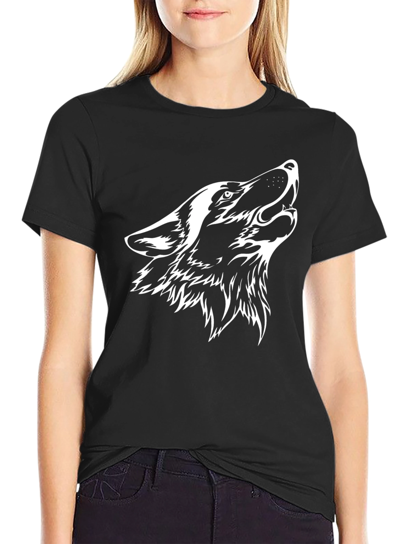 Wolf Howl Graphic Tee - Mens Black Cotton T-Shirt