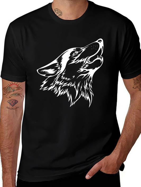 Wolf Howl Graphic Tee - Mens Black Cotton T-Shirt