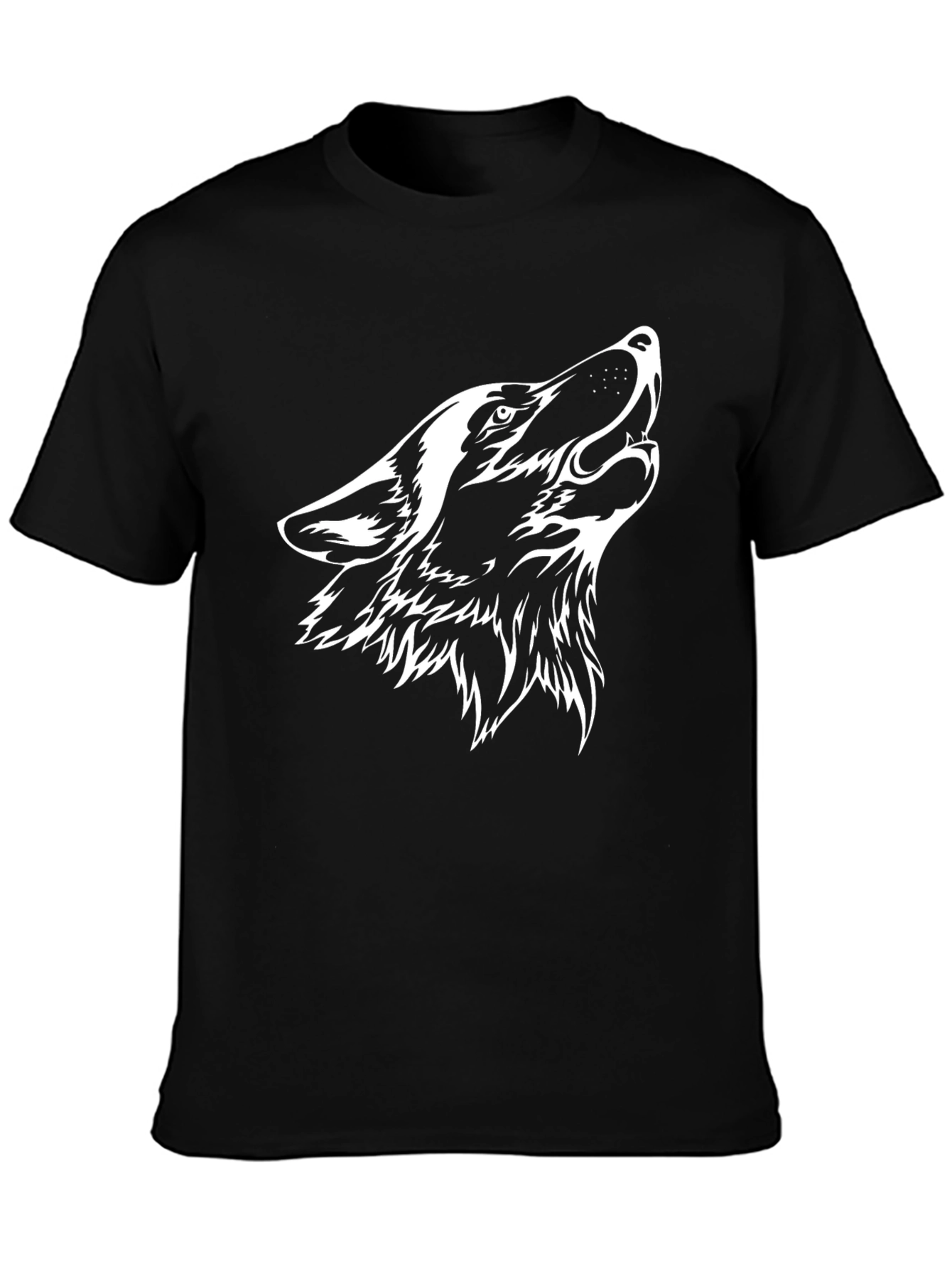 Wolf Howl Graphic Tee - Mens Black Cotton T-Shirt