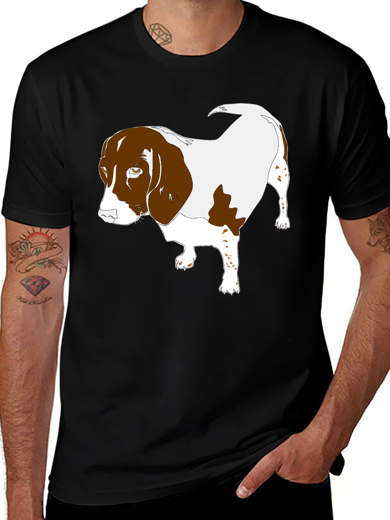 Beagle Dog Graphic Black T-Shirt