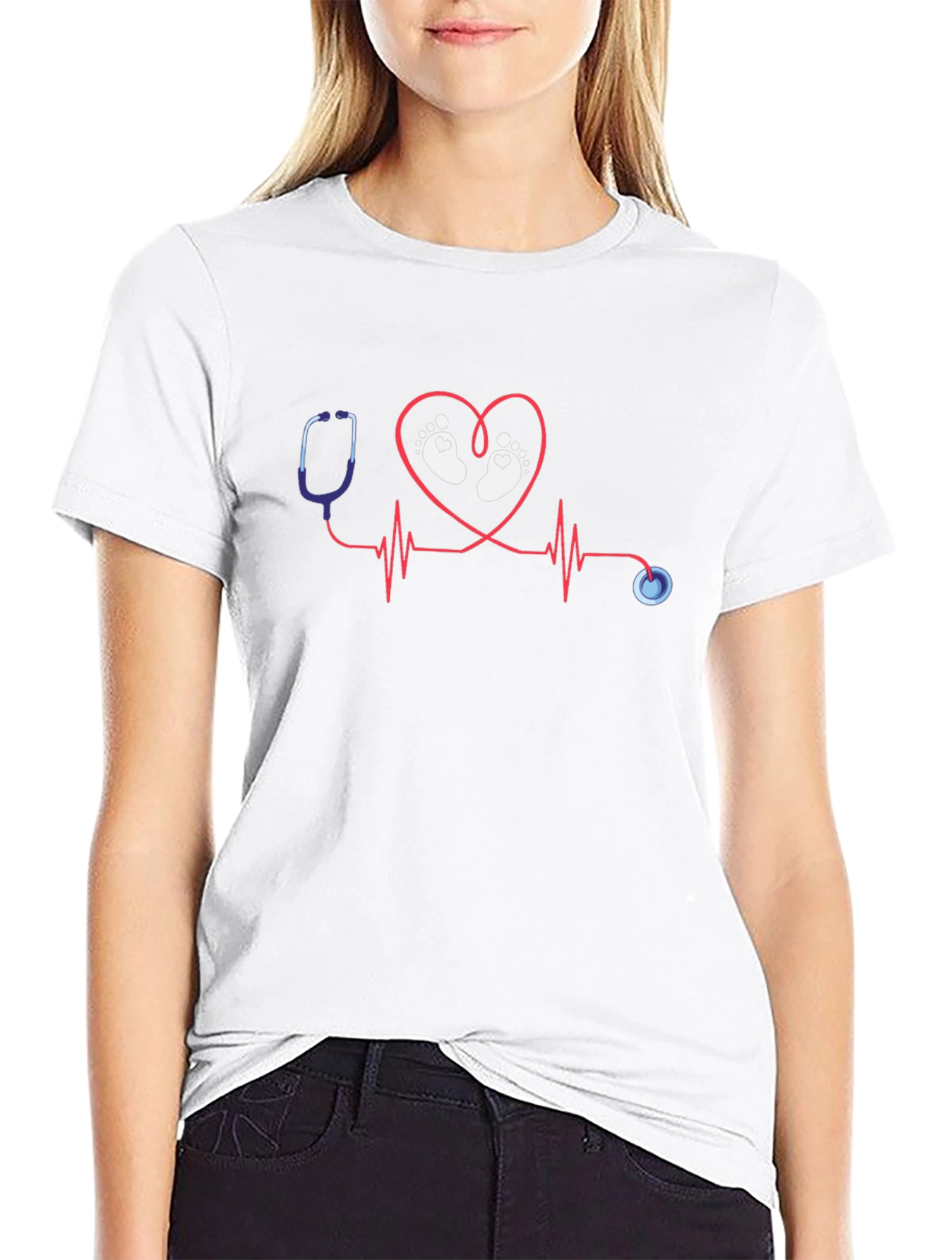 Nurse Heartbeat Baby Feet T-Shirt