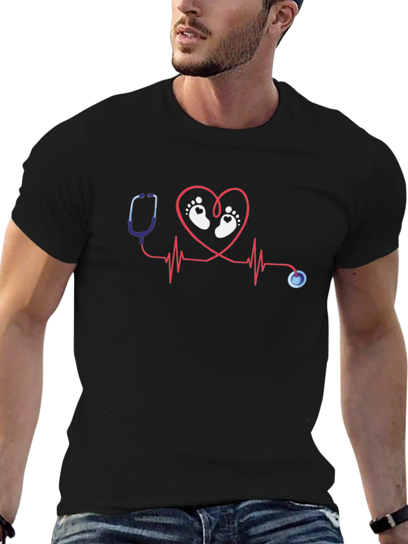 Nurse Heartbeat Baby Feet T-Shirt