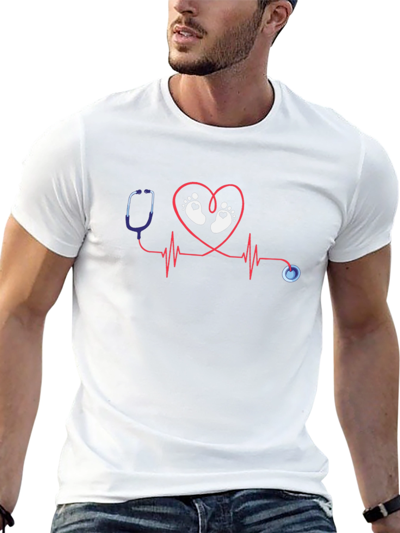 Nurse Heartbeat Baby Feet T-Shirt