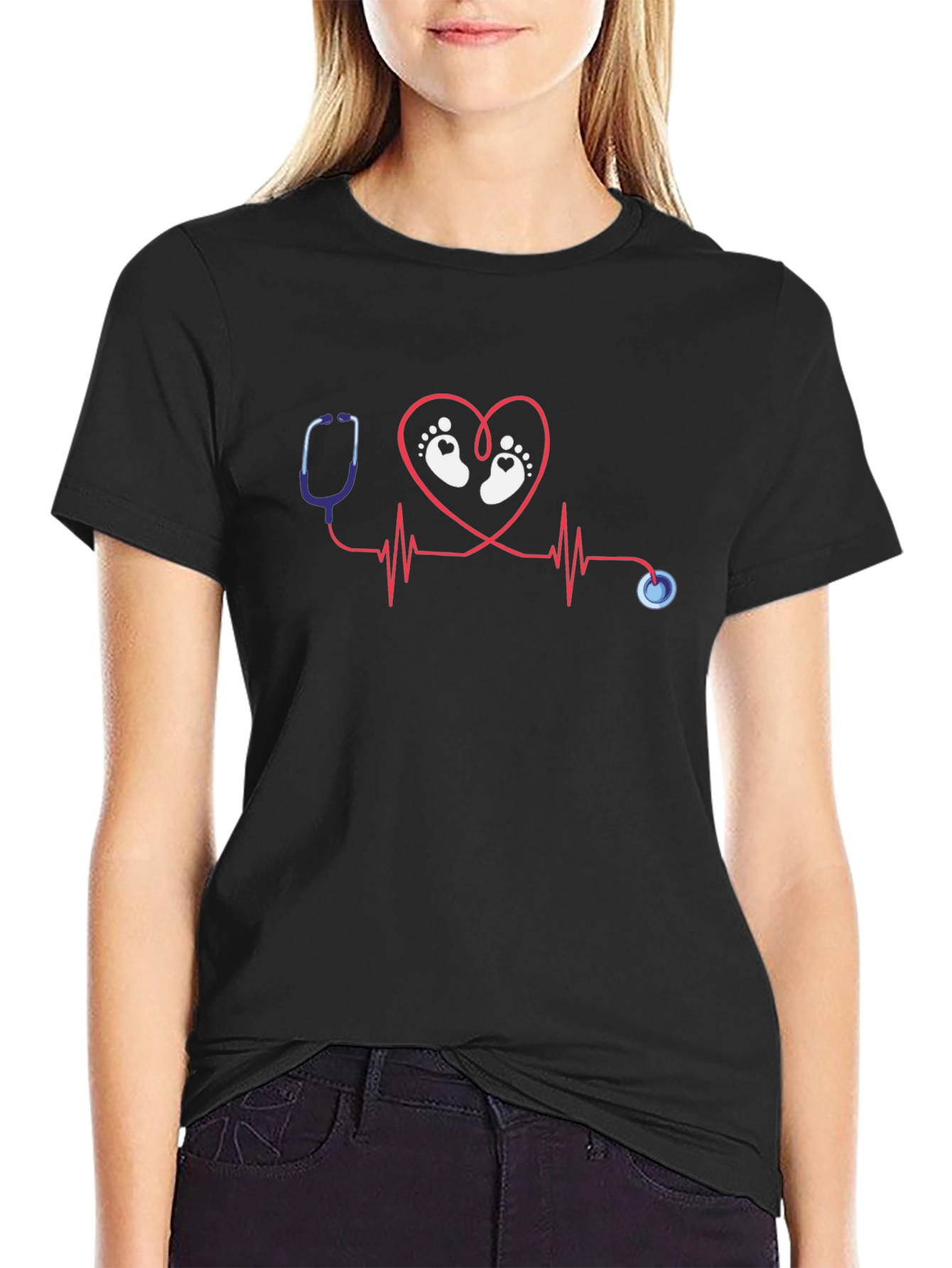 Nurse Heartbeat Baby Feet T-Shirt