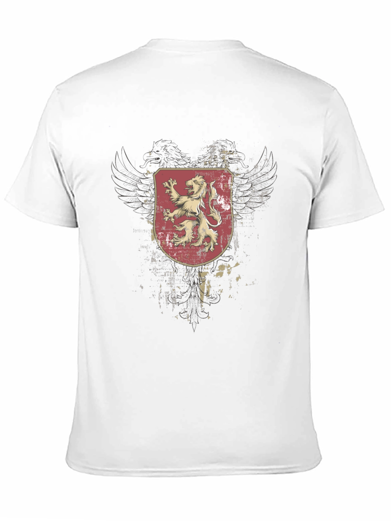 Mens Black T-Shirt with Lion Crest Graphic