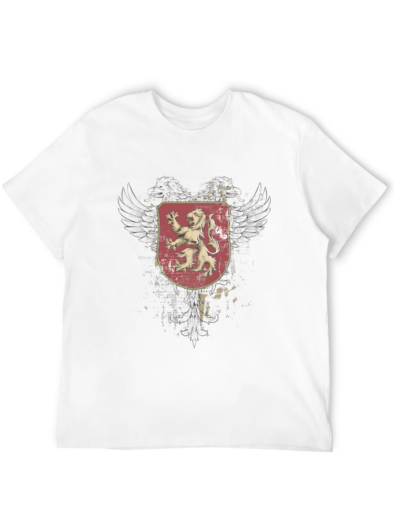 Mens Black T-Shirt with Lion Crest Graphic