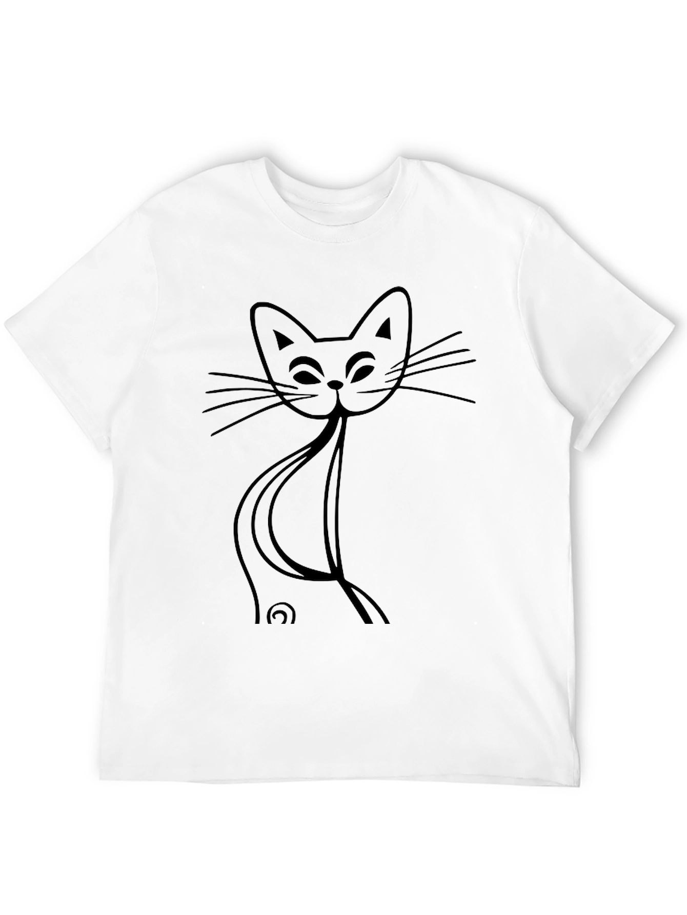 Minimalist Cat Outline Graphic Tee