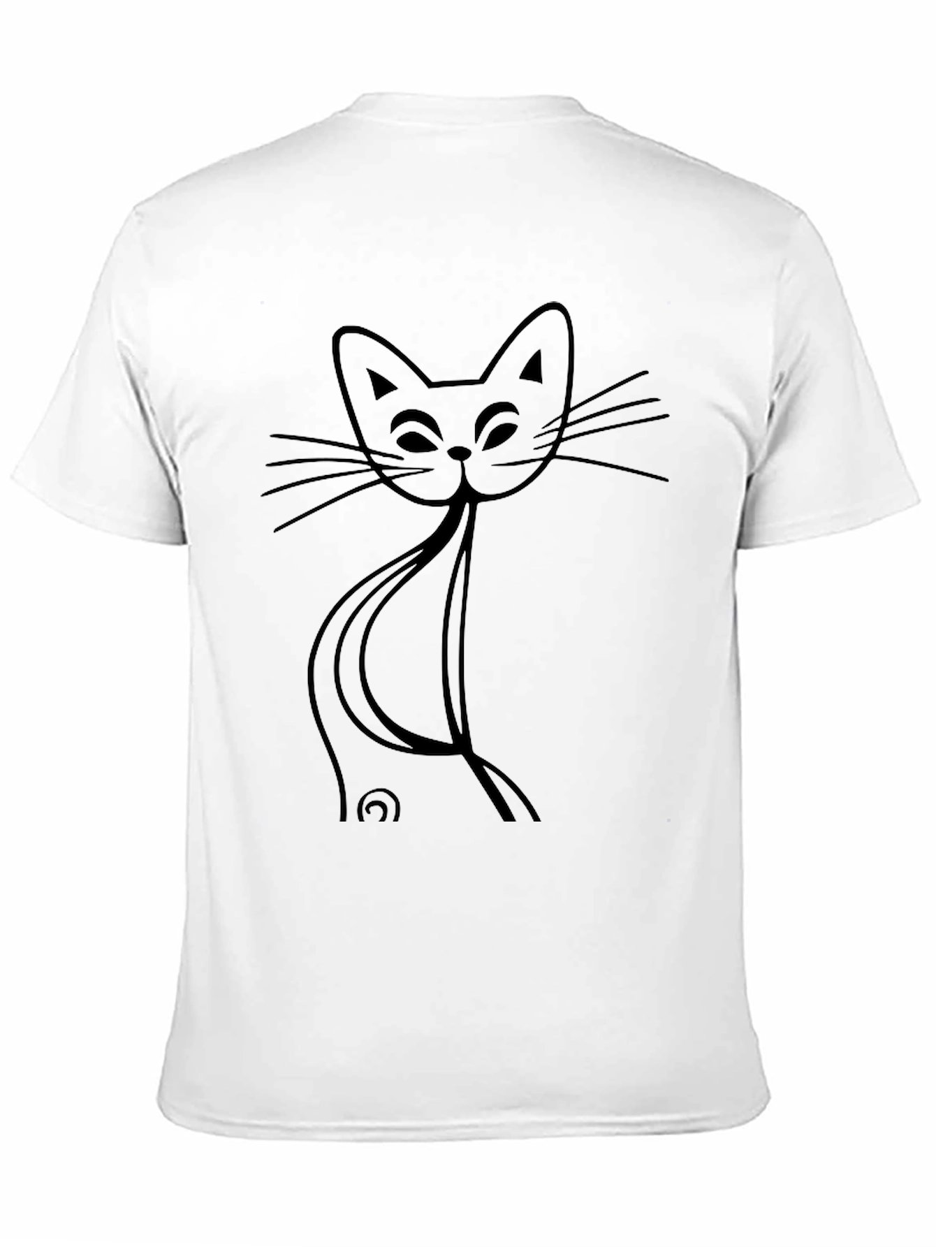 Minimalist Cat Outline Graphic Tee