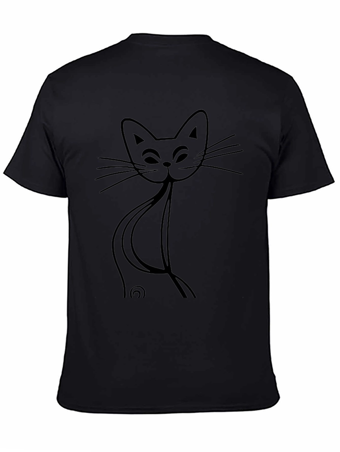 Minimalist Cat Outline Graphic Tee