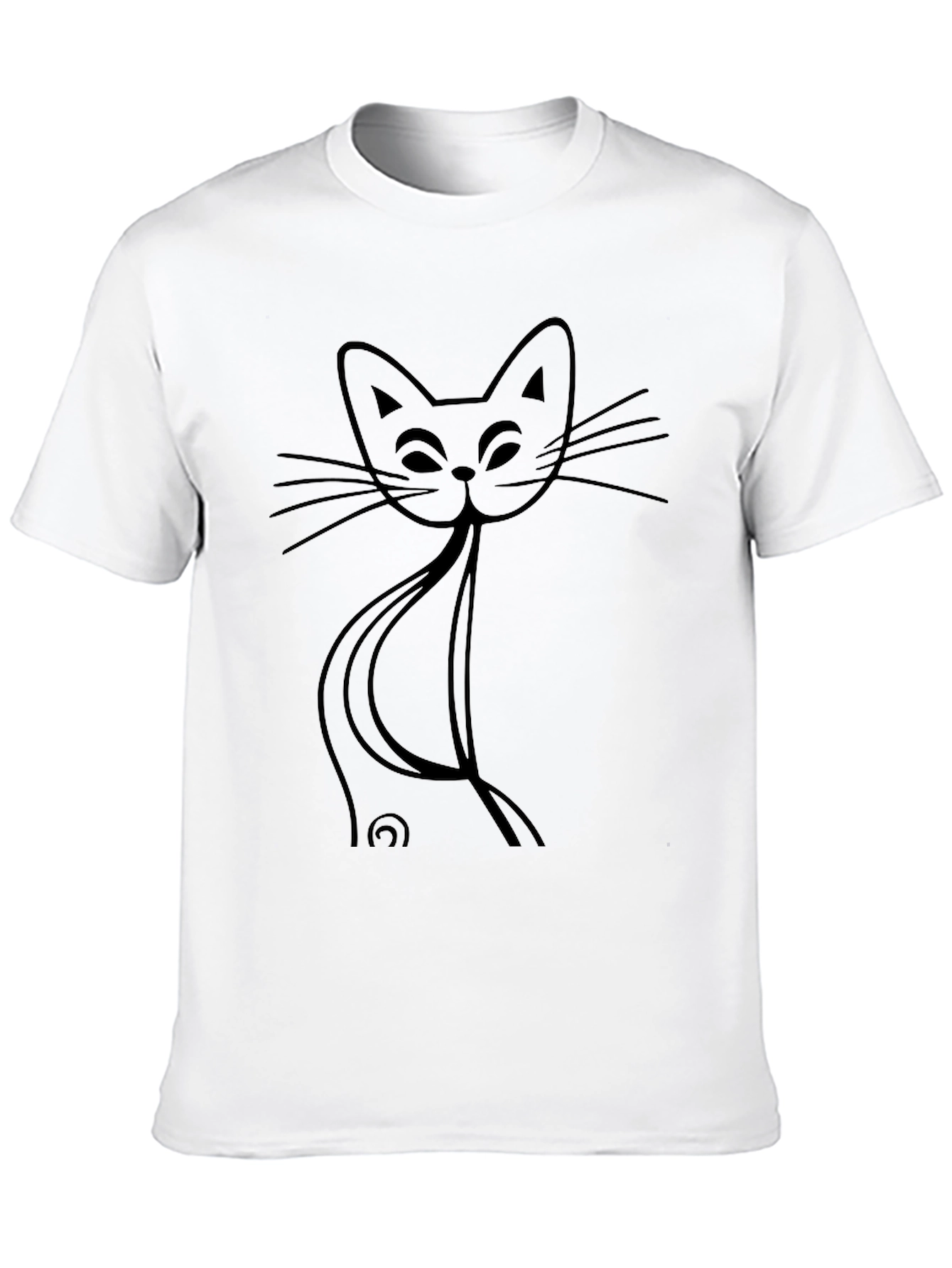 Minimalist Cat Outline Graphic Tee