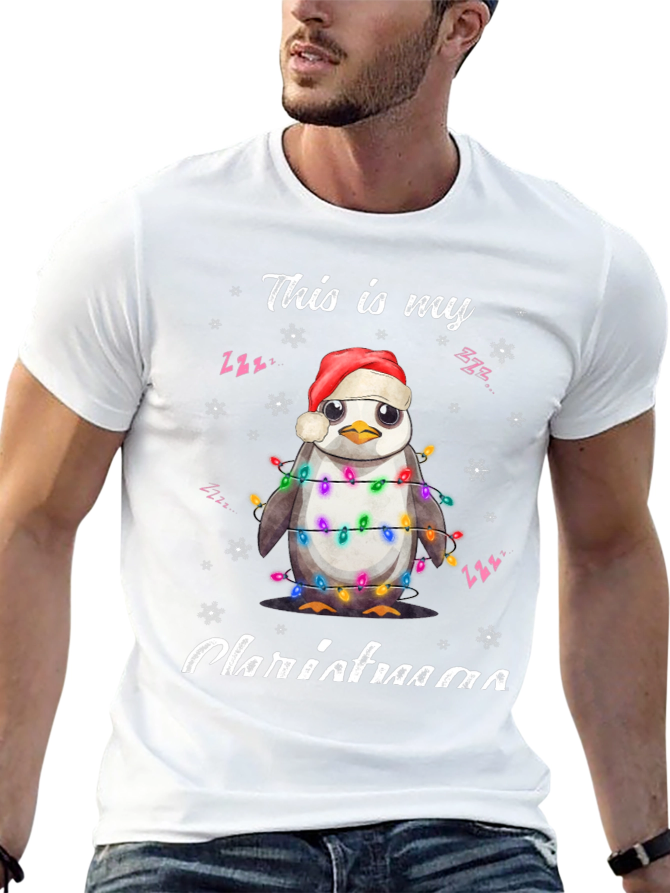 Penguin Christmas Lights T-Shirt Holiday Tee