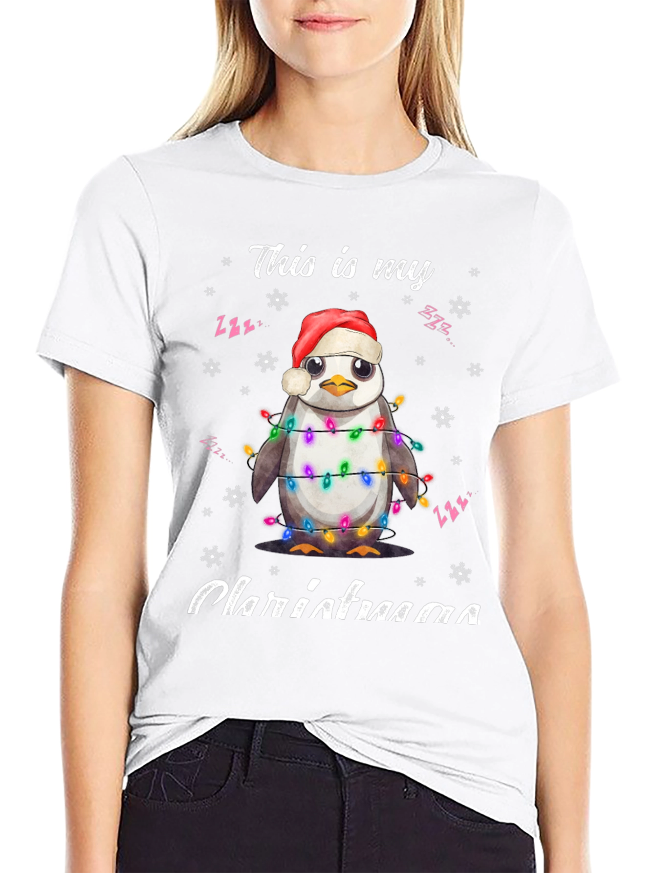 Penguin Christmas Lights T-Shirt Holiday Tee