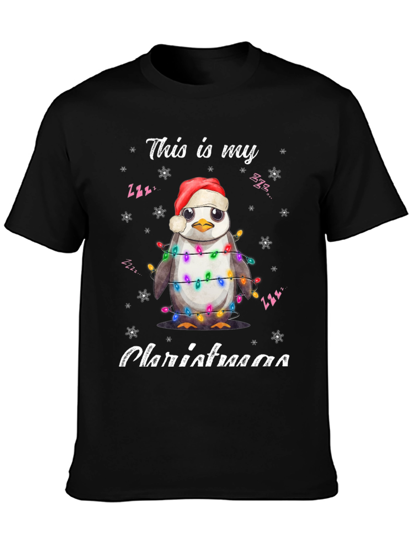 Penguin Christmas Lights T-Shirt Holiday Tee