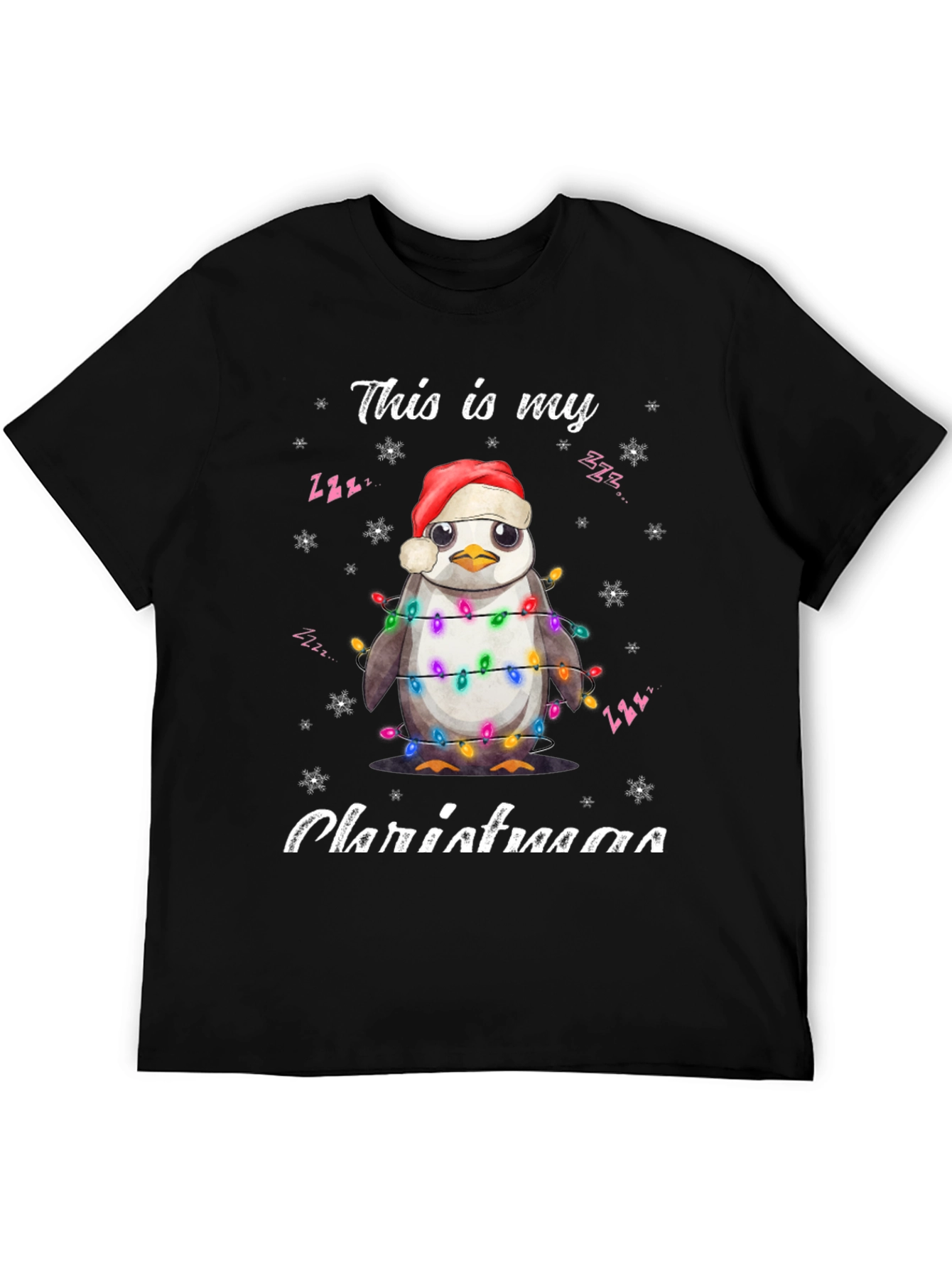 Penguin Christmas Lights T-Shirt Holiday Tee