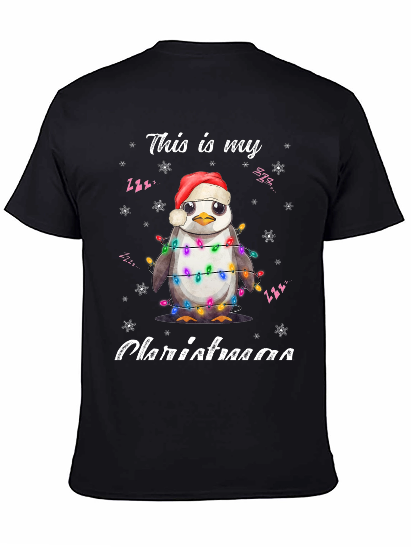Penguin Christmas Lights T-Shirt Holiday Tee