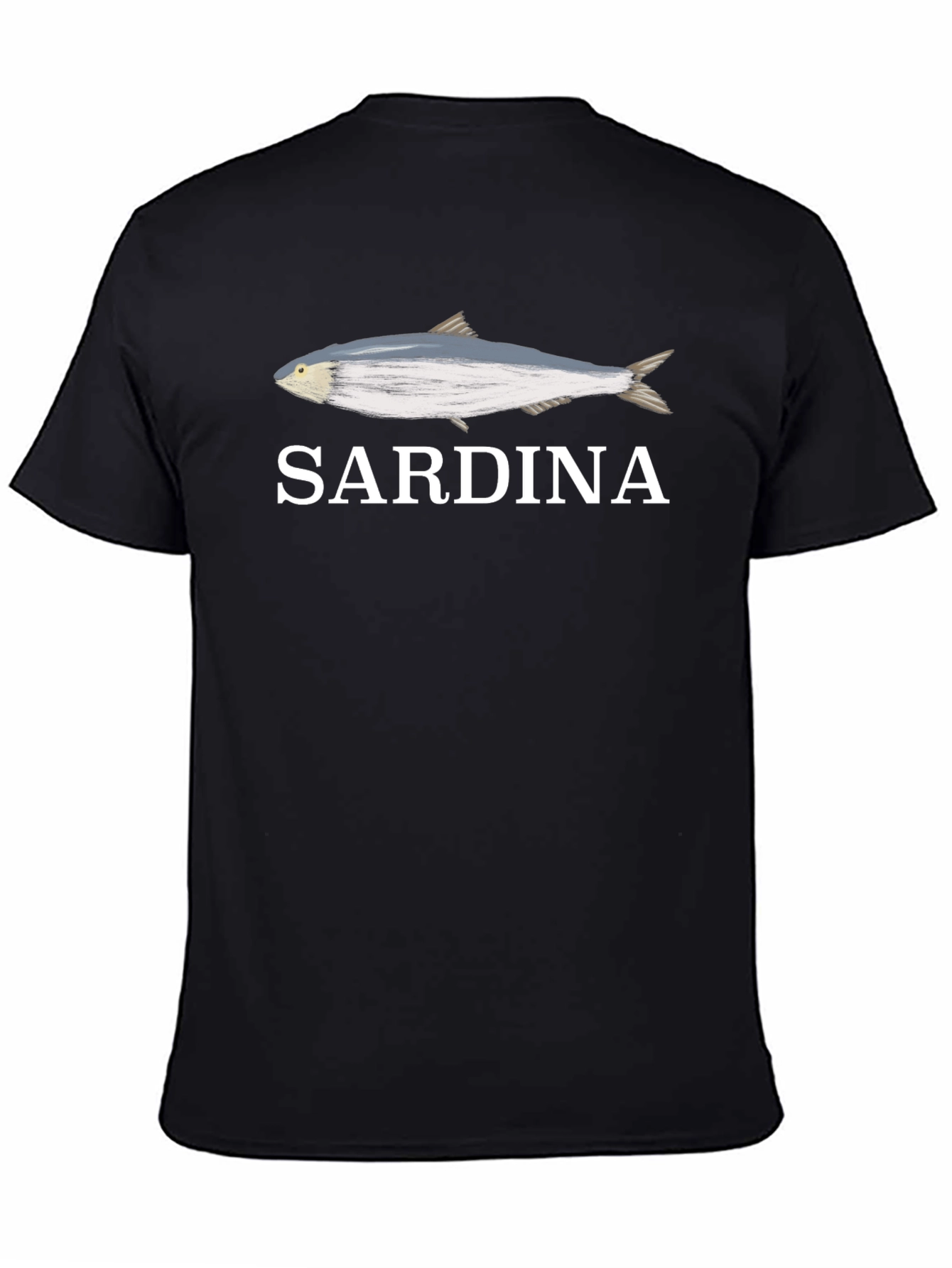 Sardina Fish Graphic Tee - Black Cotton T-Shirt