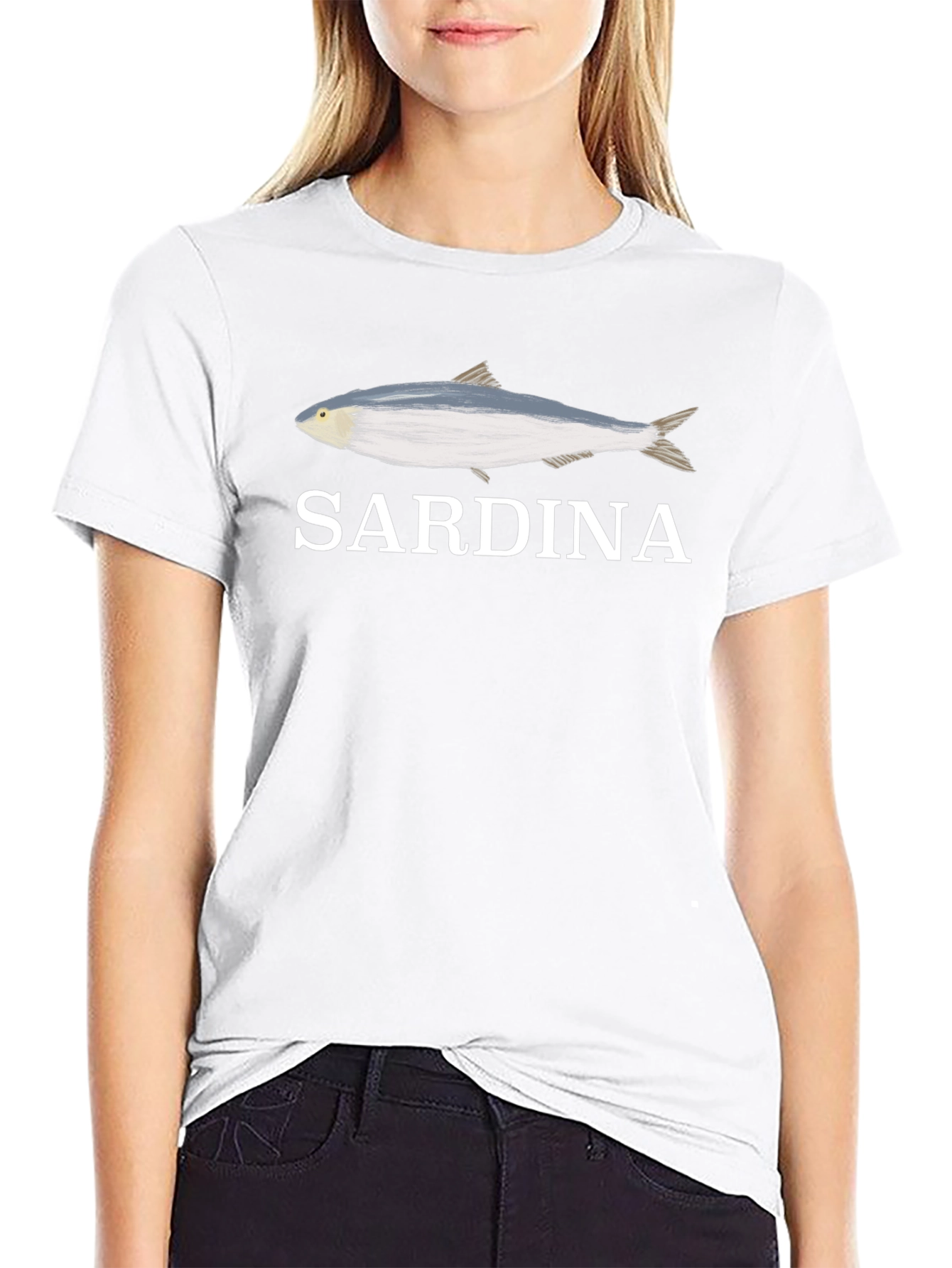 Sardina Fish Graphic Tee - Black Cotton T-Shirt
