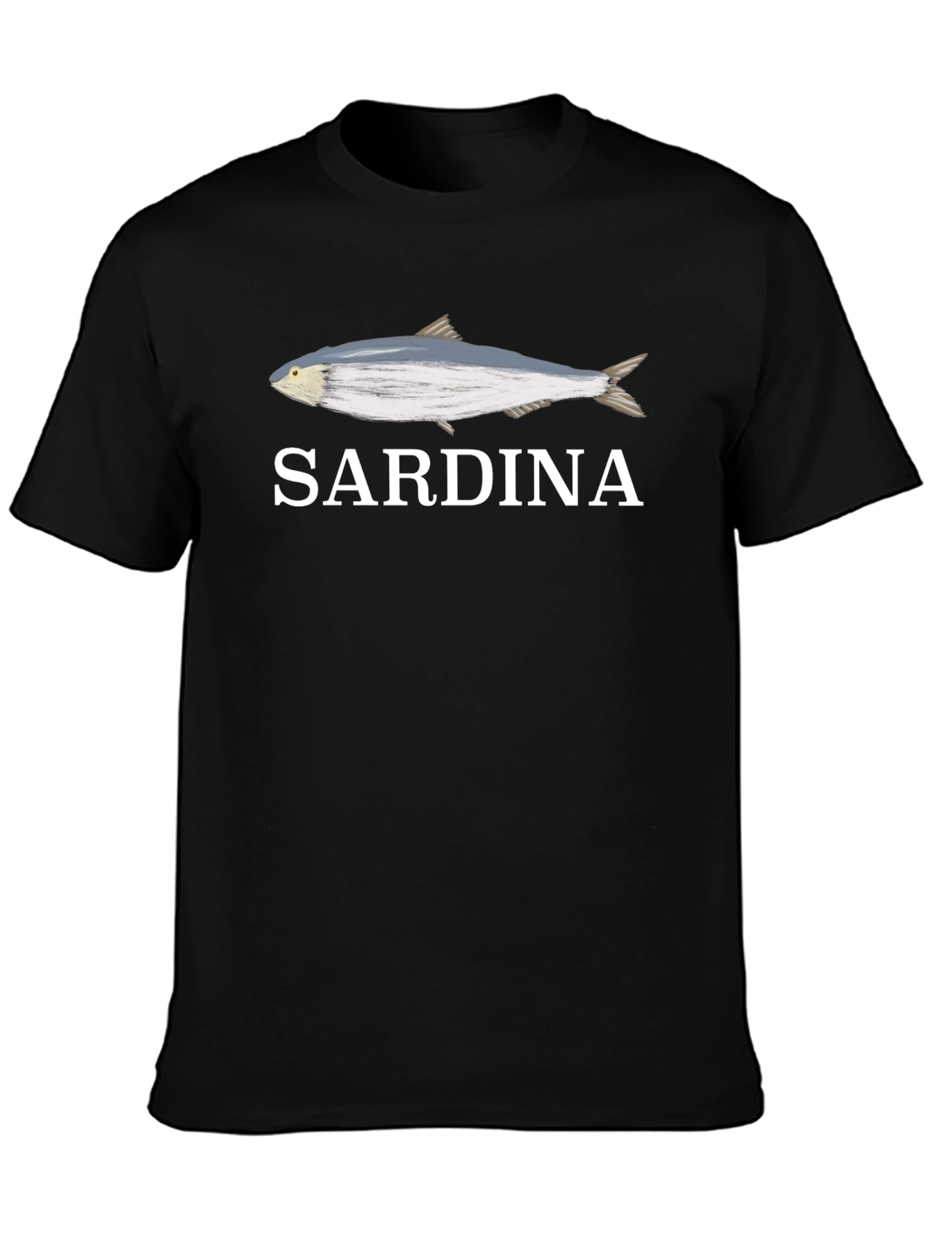 Sardina Fish Graphic Tee - Black Cotton T-Shirt