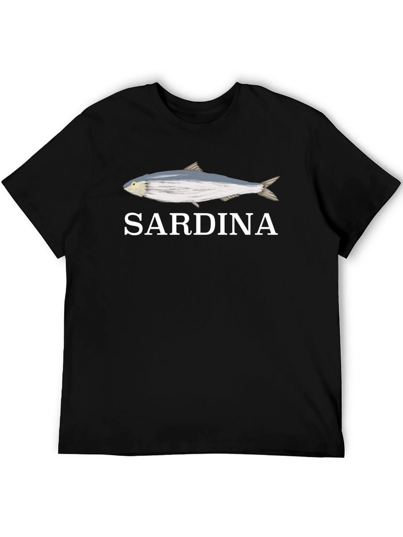 Sardina Fish Graphic Tee - Black Cotton T-Shirt