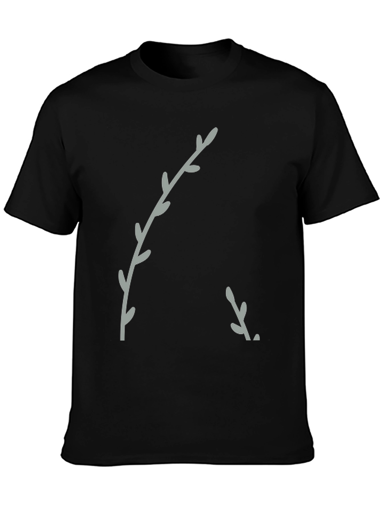 Minimalist Branch Print Black T-Shirt