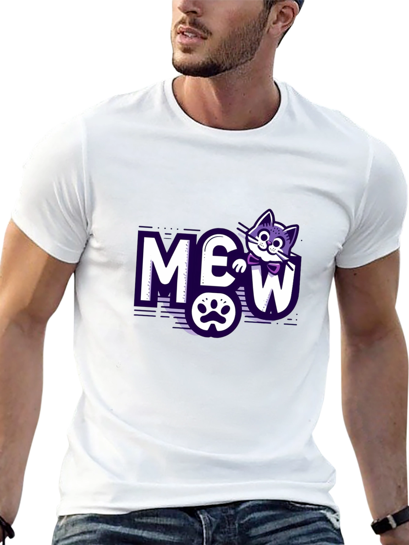 Meow Cat Graphic T-Shirt - Purrfectly Stylish!