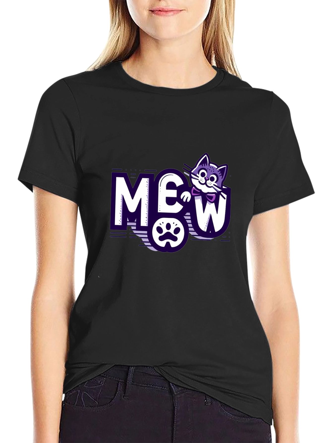 Meow Cat Graphic T-Shirt - Purrfectly Stylish!