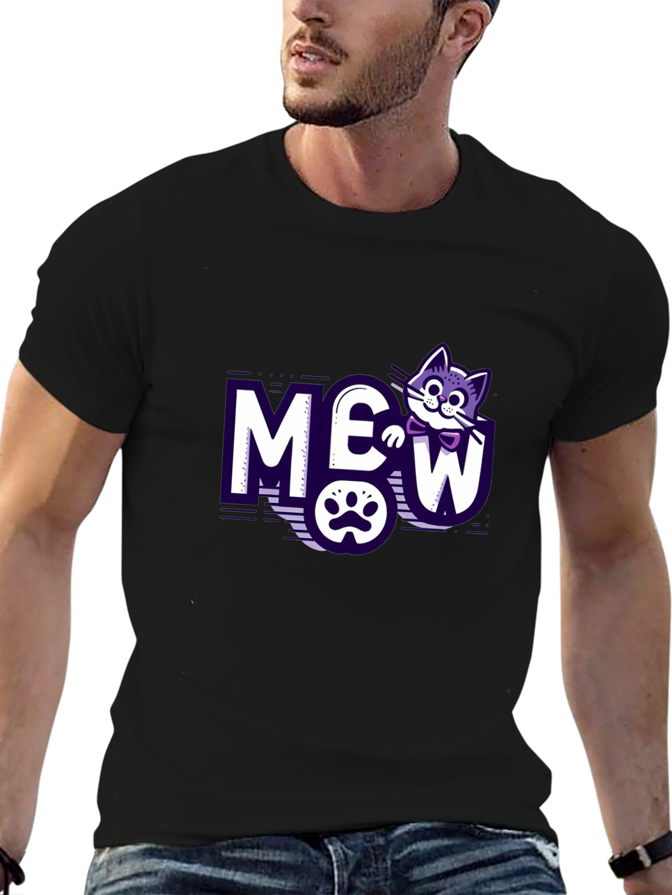 Meow Cat Graphic T-Shirt - Purrfectly Stylish!