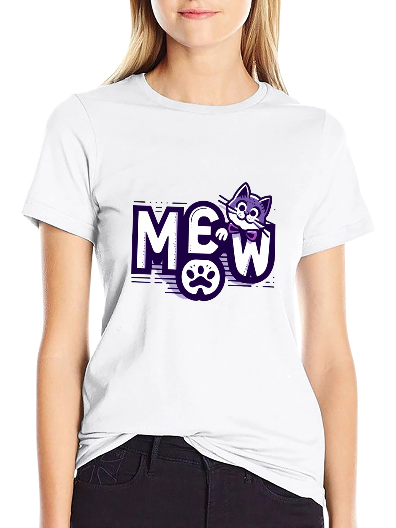 Meow Cat Graphic T-Shirt - Purrfectly Stylish!