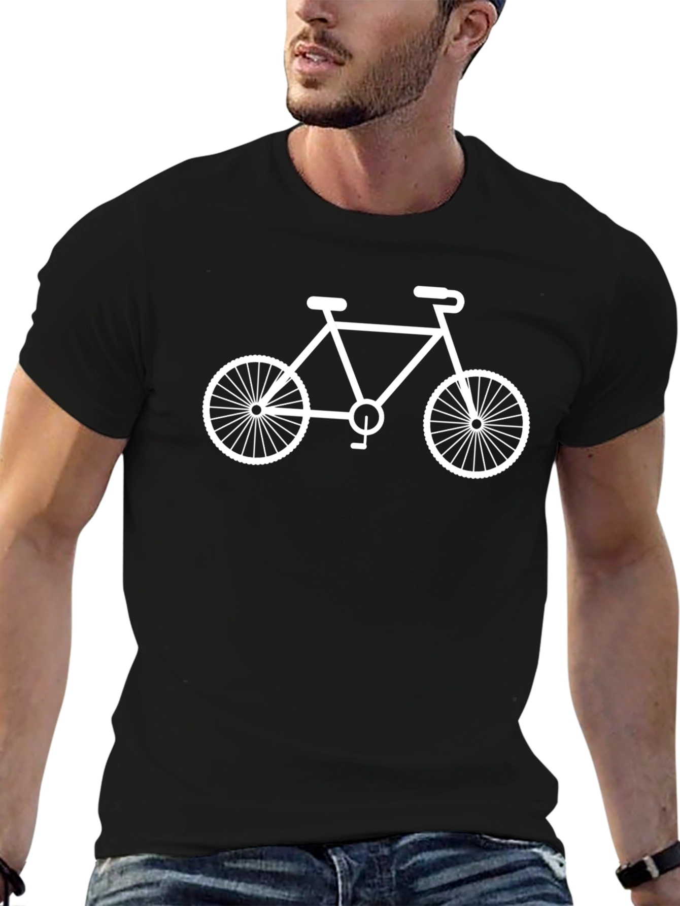 Classic Bicycle Graphic Tee - Black Cotton Shirt