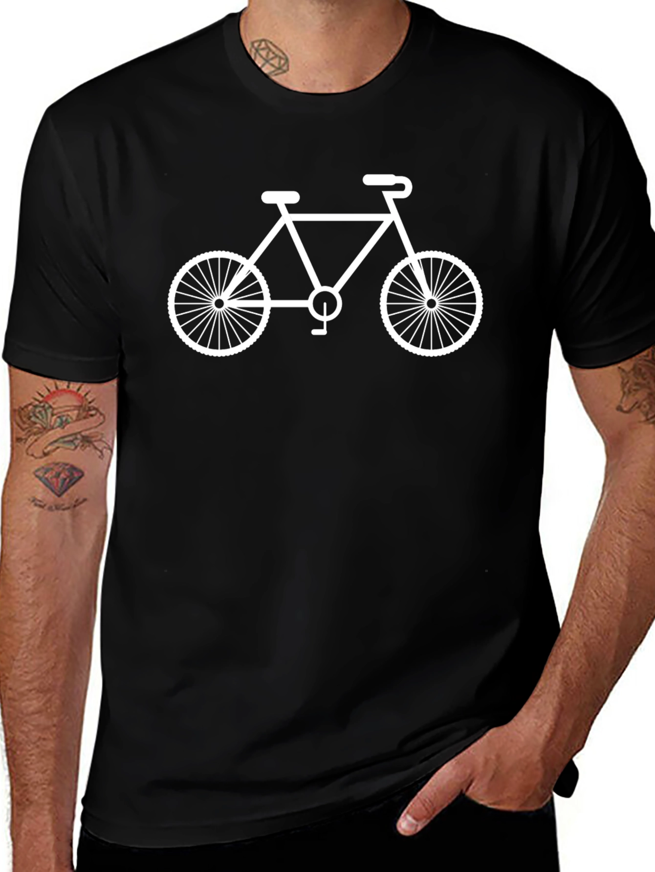 Classic Bicycle Graphic Tee - Black Cotton Shirt