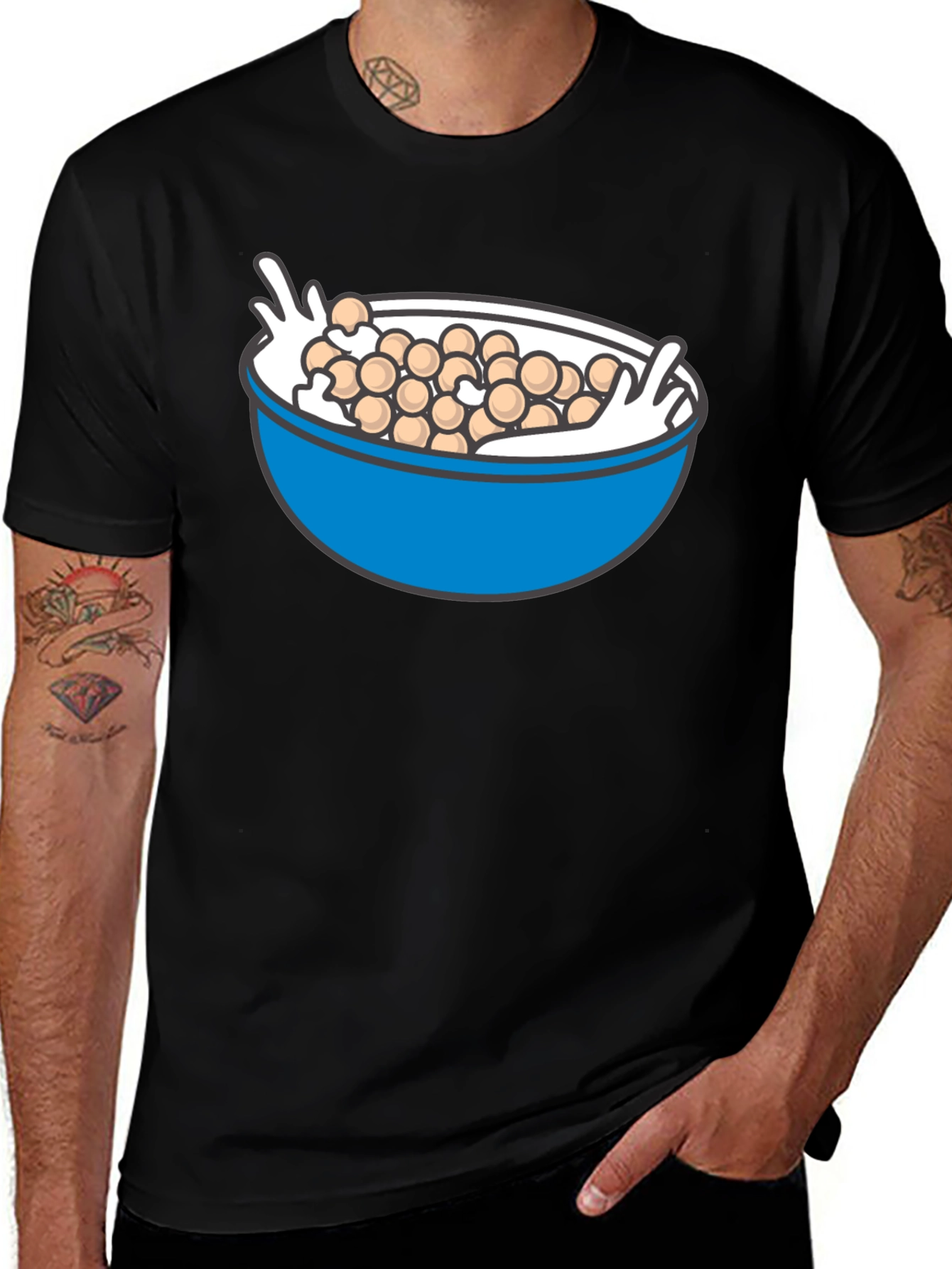 Cereal Bowl Graphic Tee - Whimsical Food Shirt