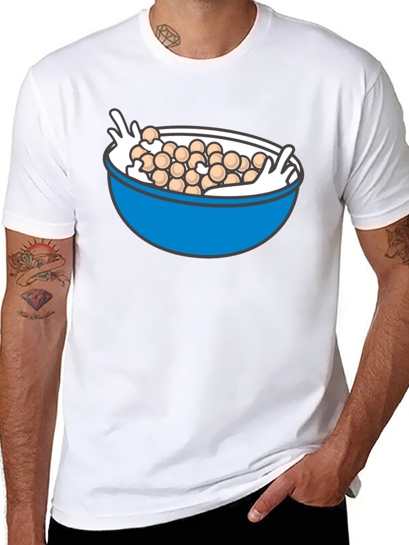 Cereal Bowl Graphic Tee - Whimsical Food Shirt