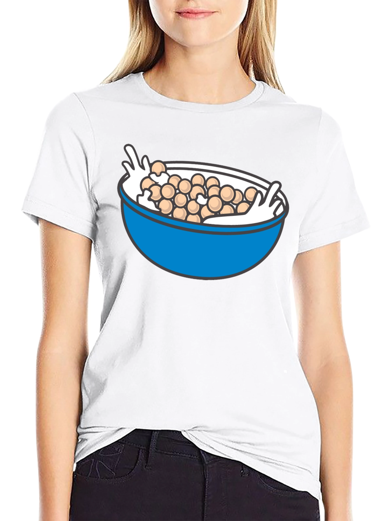 Cereal Bowl Graphic Tee - Whimsical Food Shirt