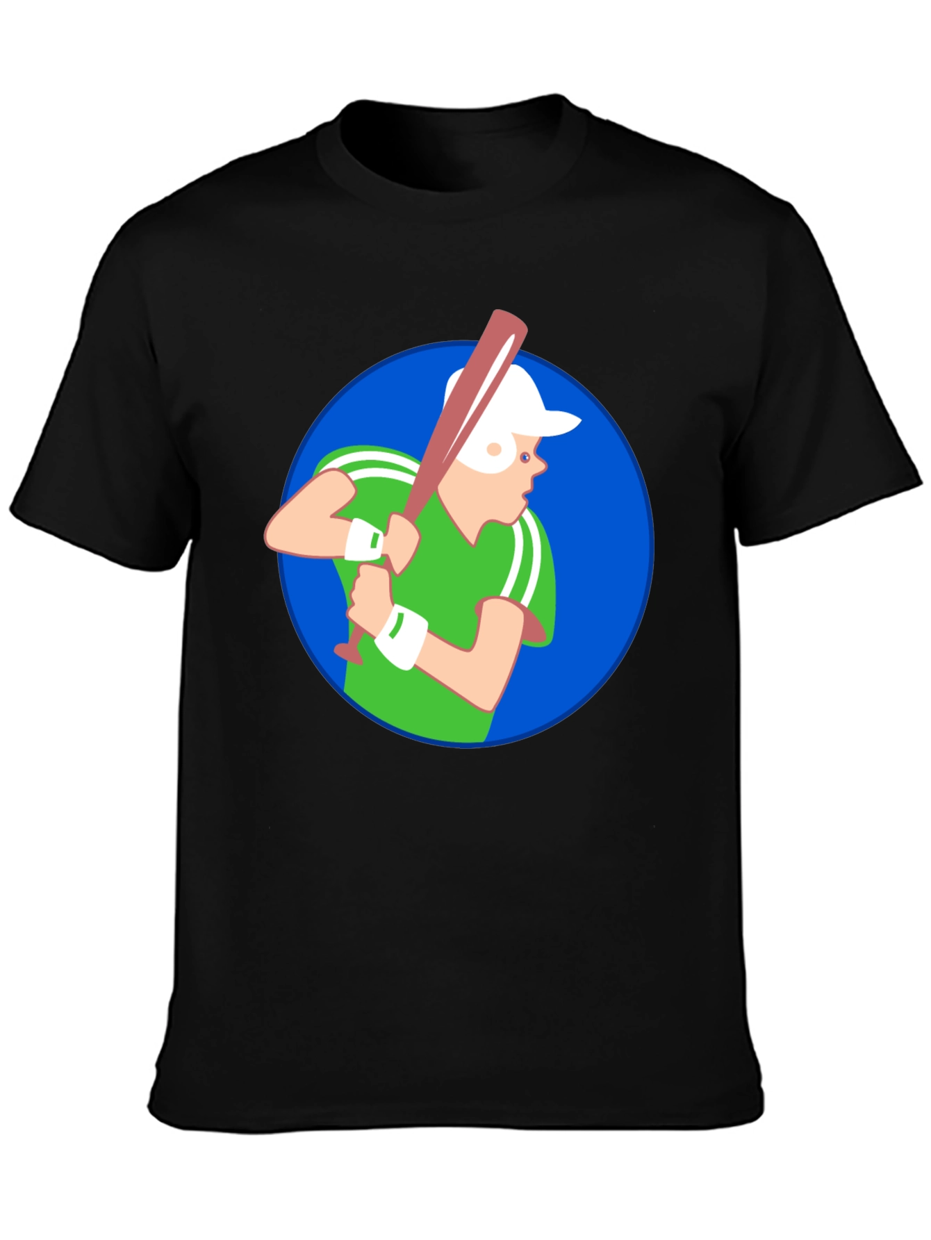 Baseball Player Graphic T-Shirt - Black Cotton Tee