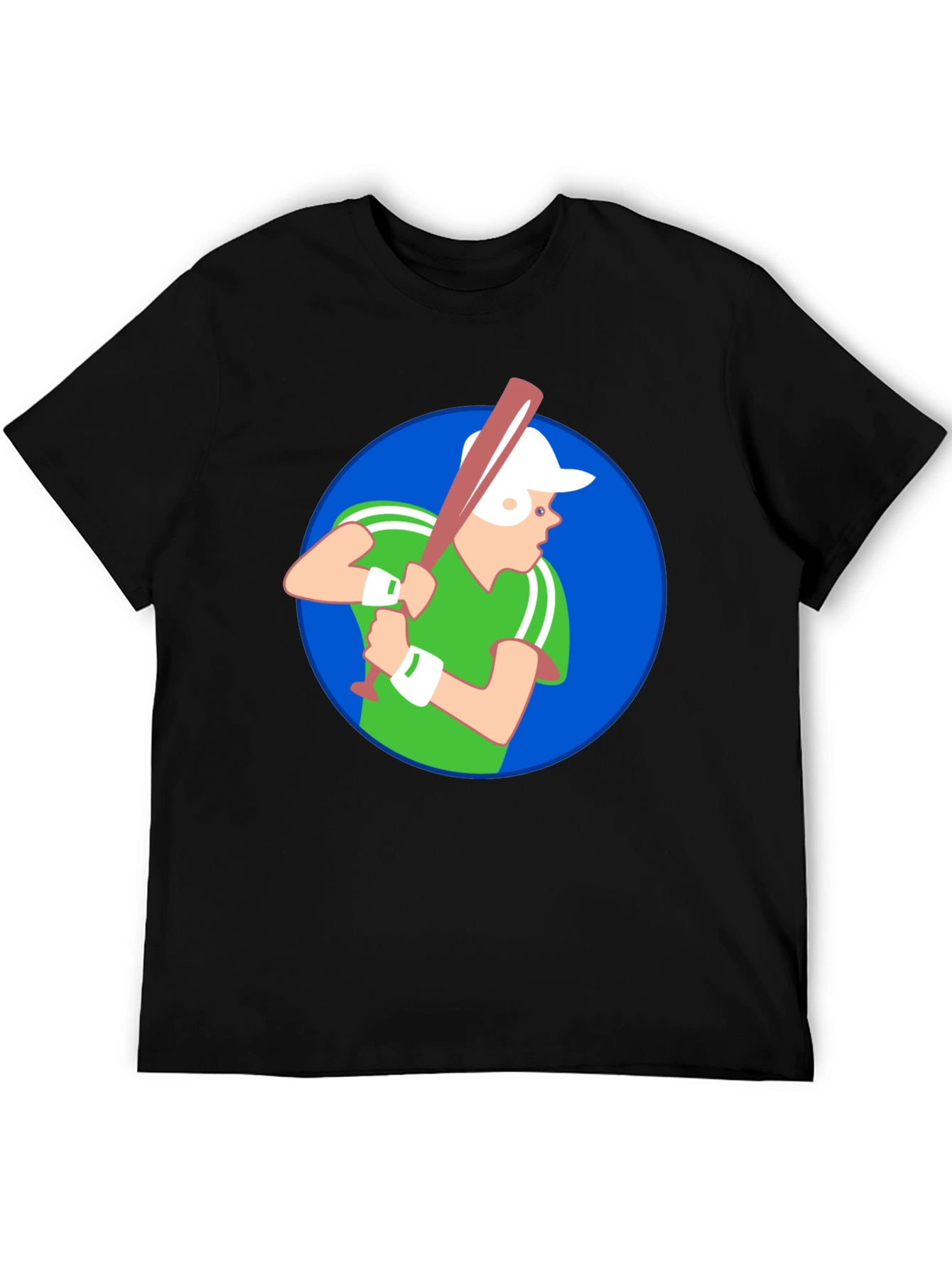 Baseball Player Graphic T-Shirt - Black Cotton Tee