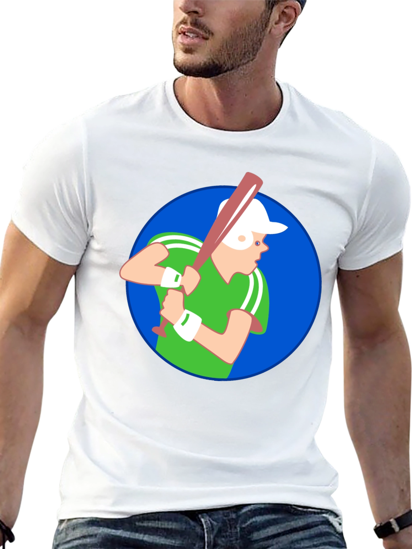 Baseball Player Graphic T-Shirt - Black Cotton Tee