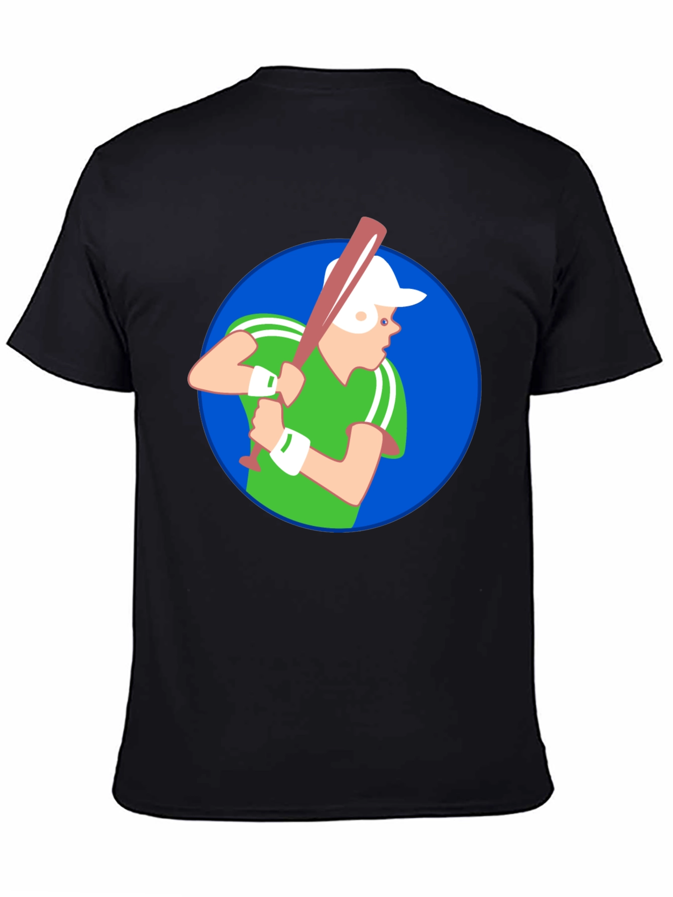 Baseball Player Graphic T-Shirt - Black Cotton Tee