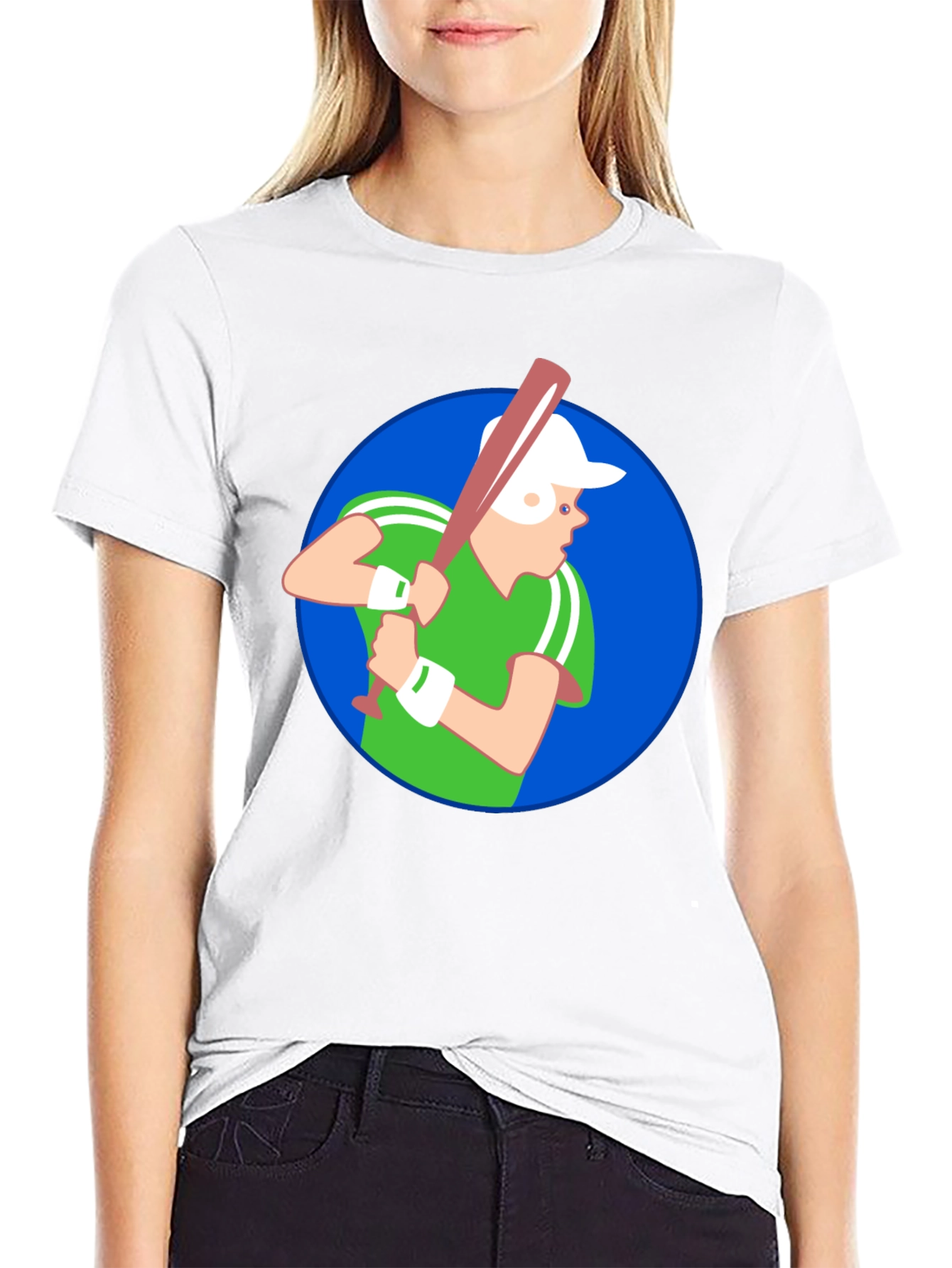 Baseball Player Graphic T-Shirt - Black Cotton Tee