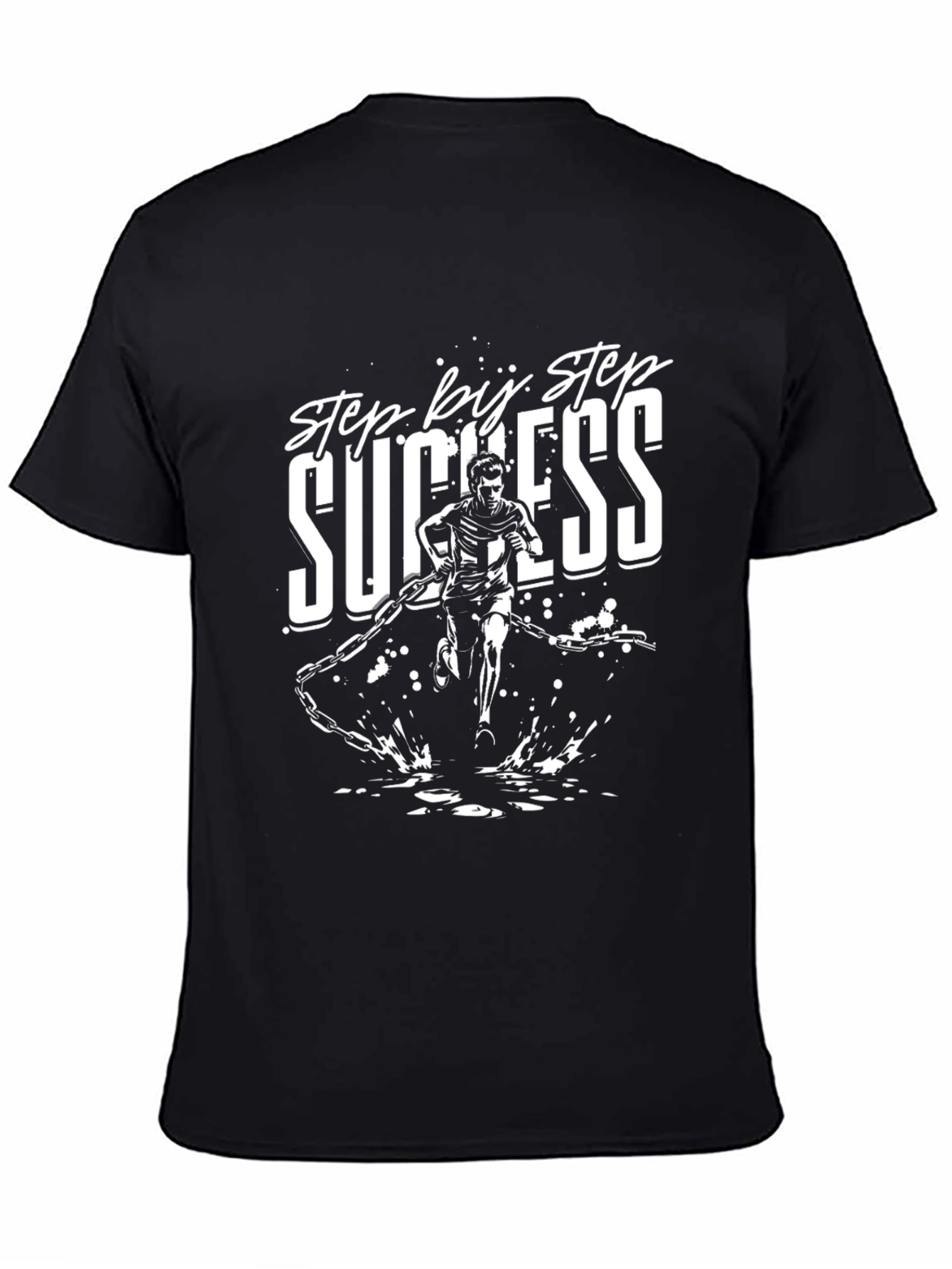 Step by Step Success Black Graphic T-Shirt