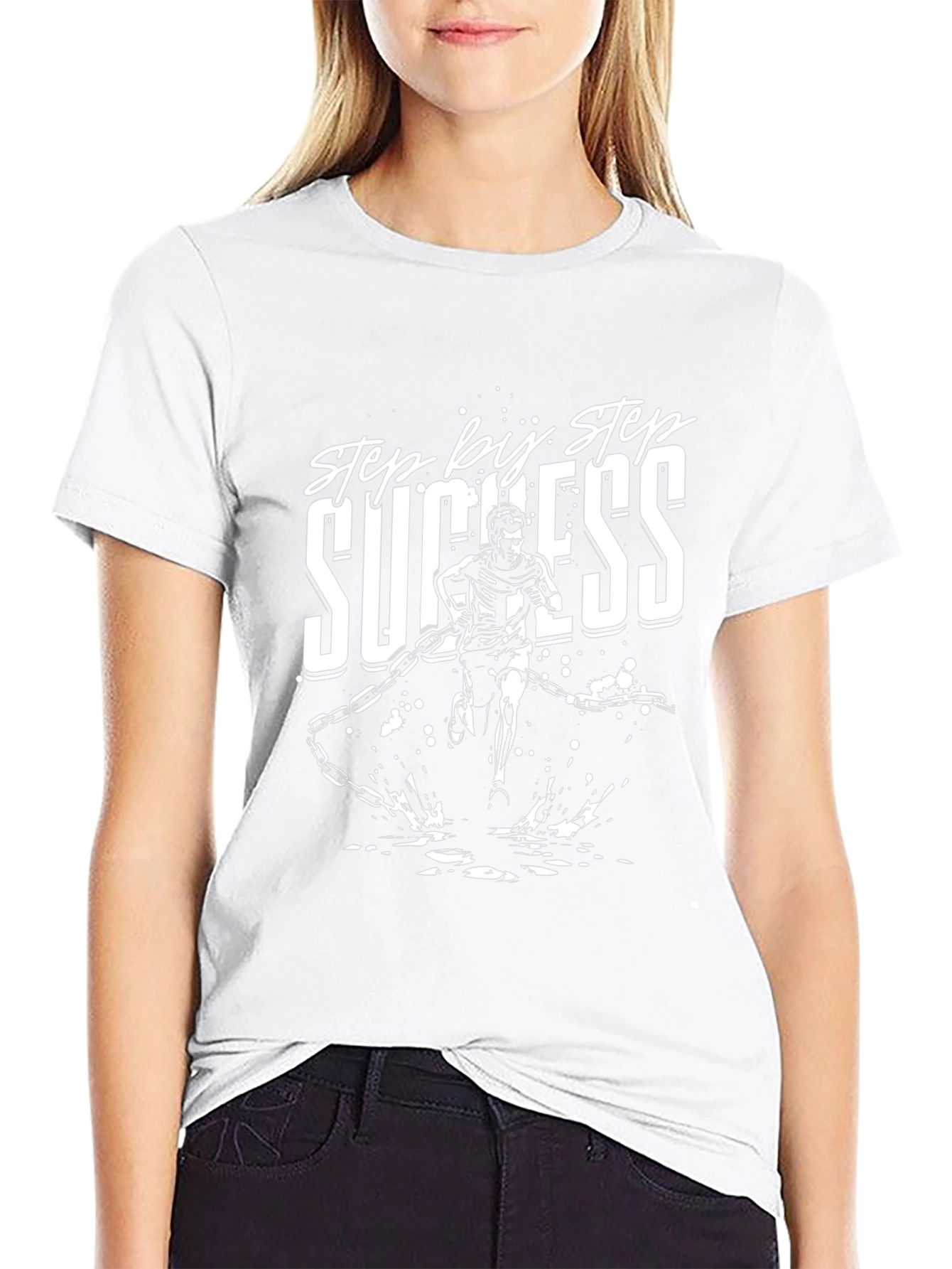 Step by Step Success Black Graphic T-Shirt