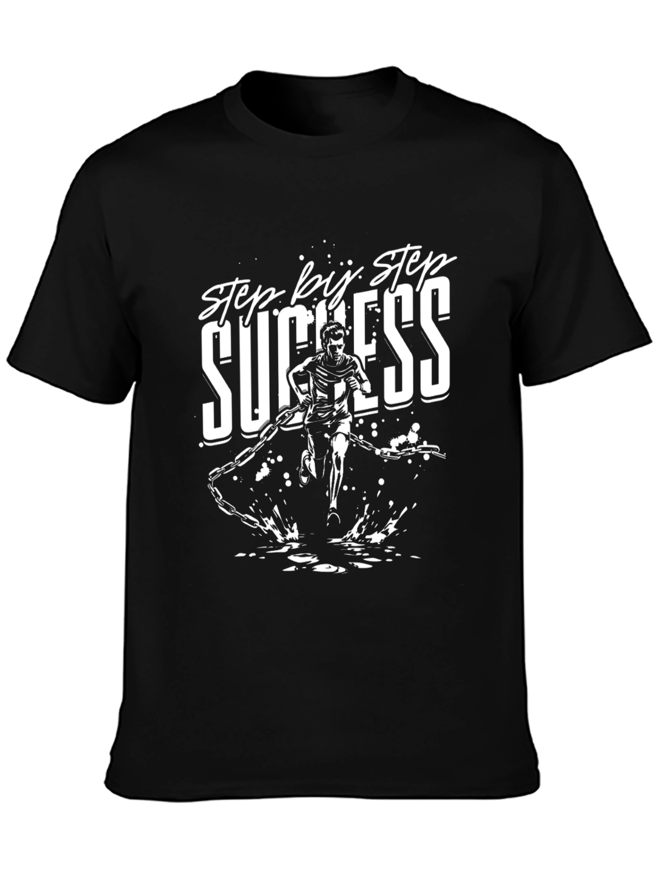 Step by Step Success Black Graphic T-Shirt