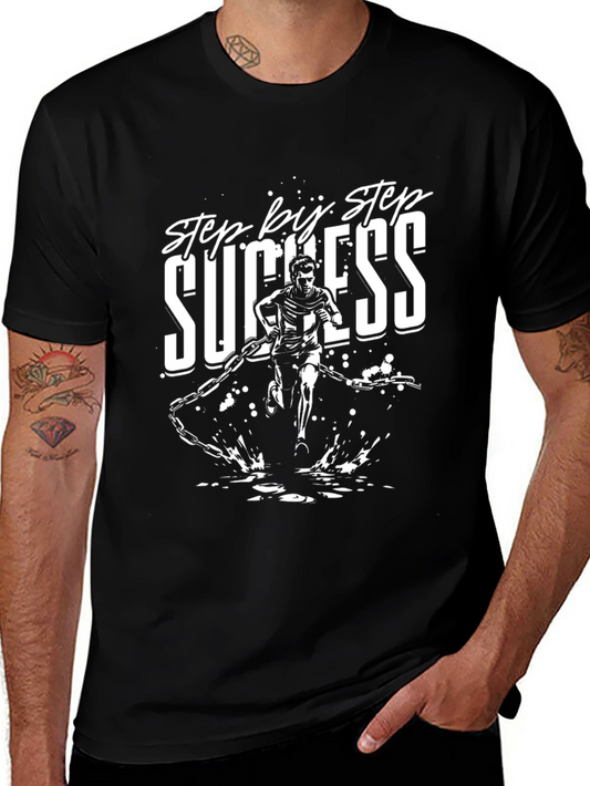 Step by Step Success Black Graphic T-Shirt