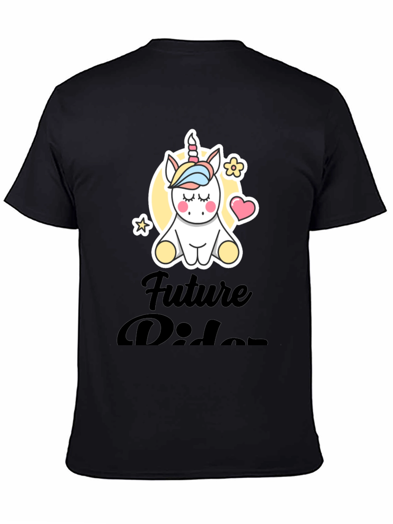 Cute Unicorn Future Rider Black T-Shirt