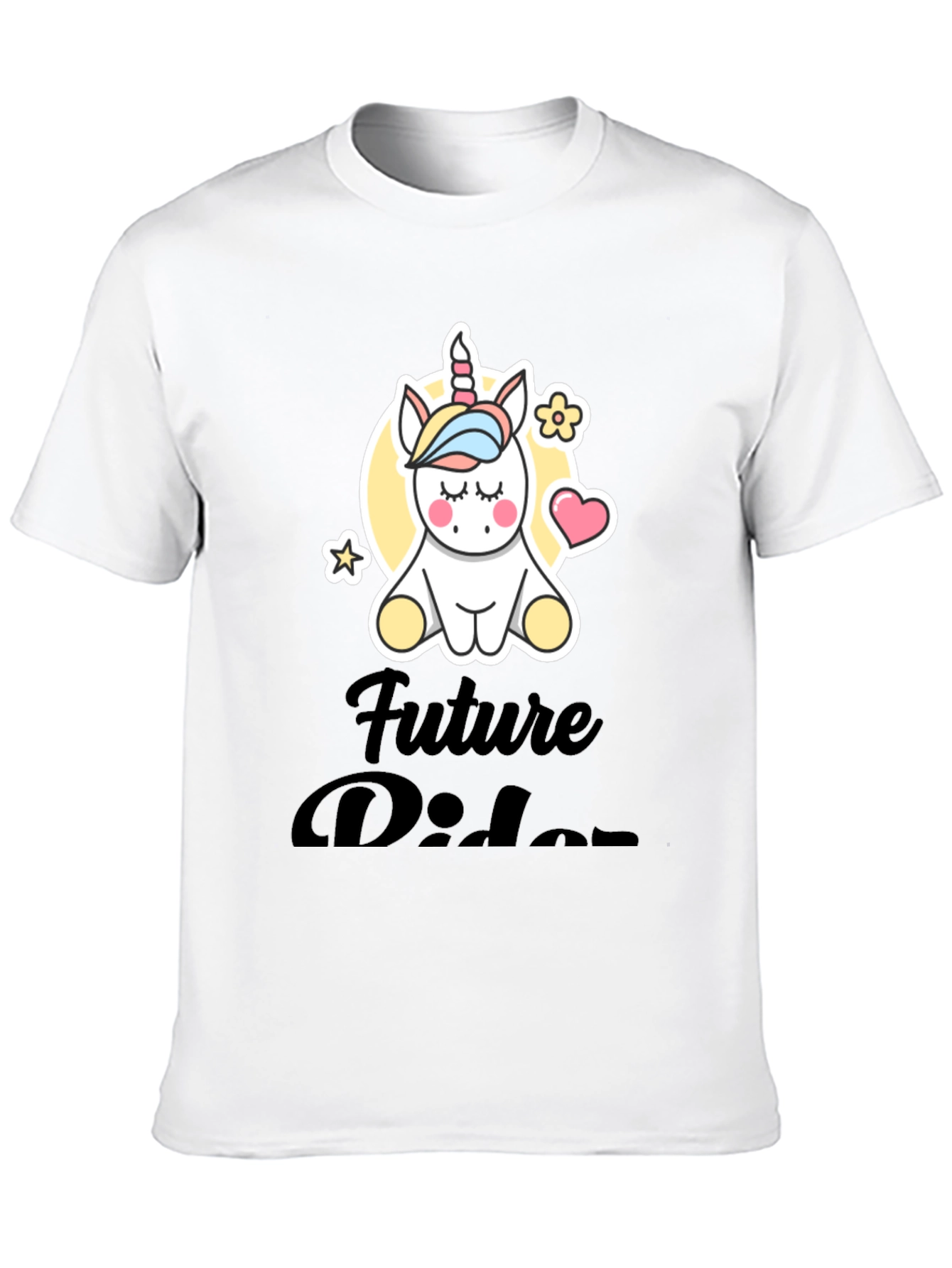 Cute Unicorn Future Rider Black T-Shirt