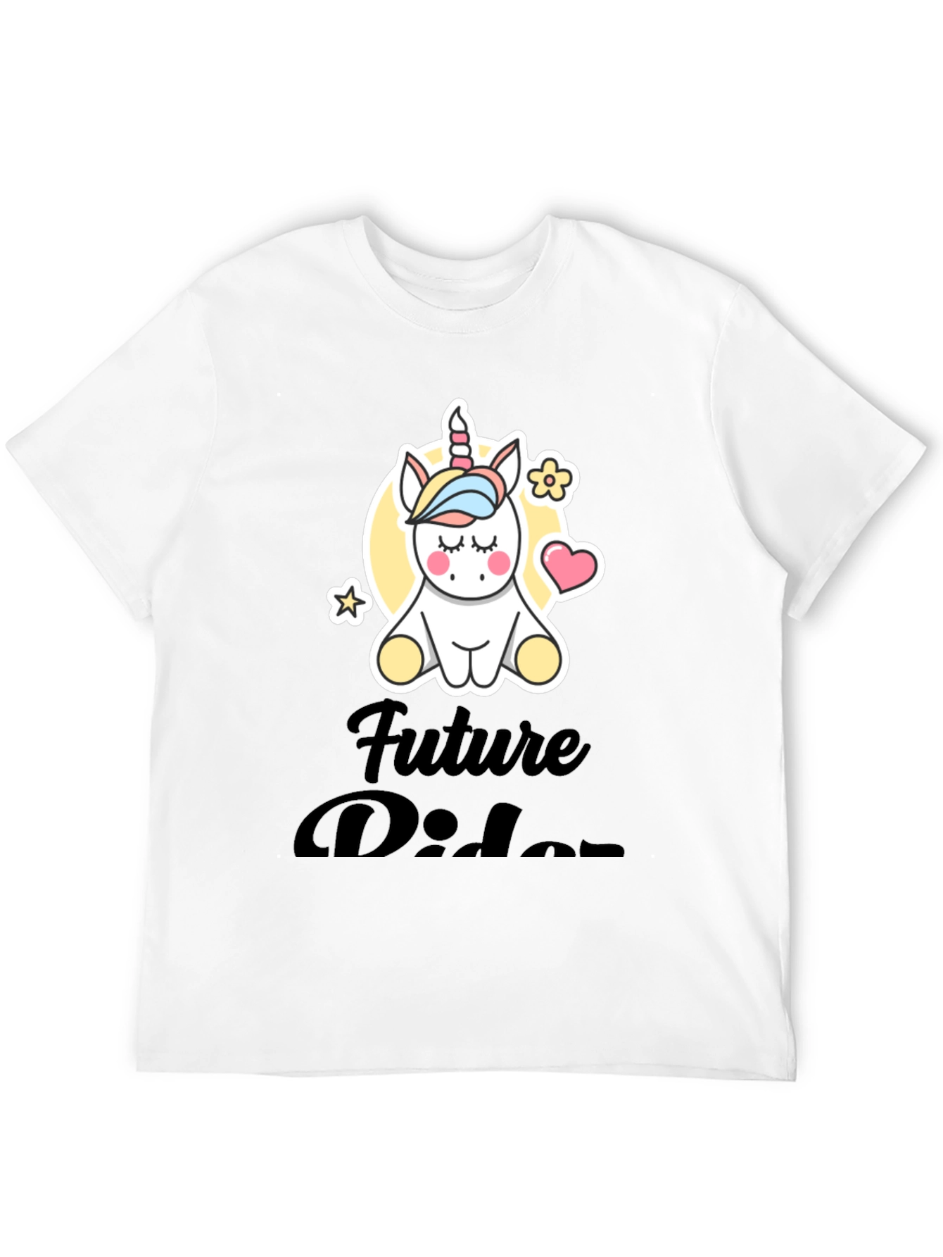 Cute Unicorn Future Rider Black T-Shirt