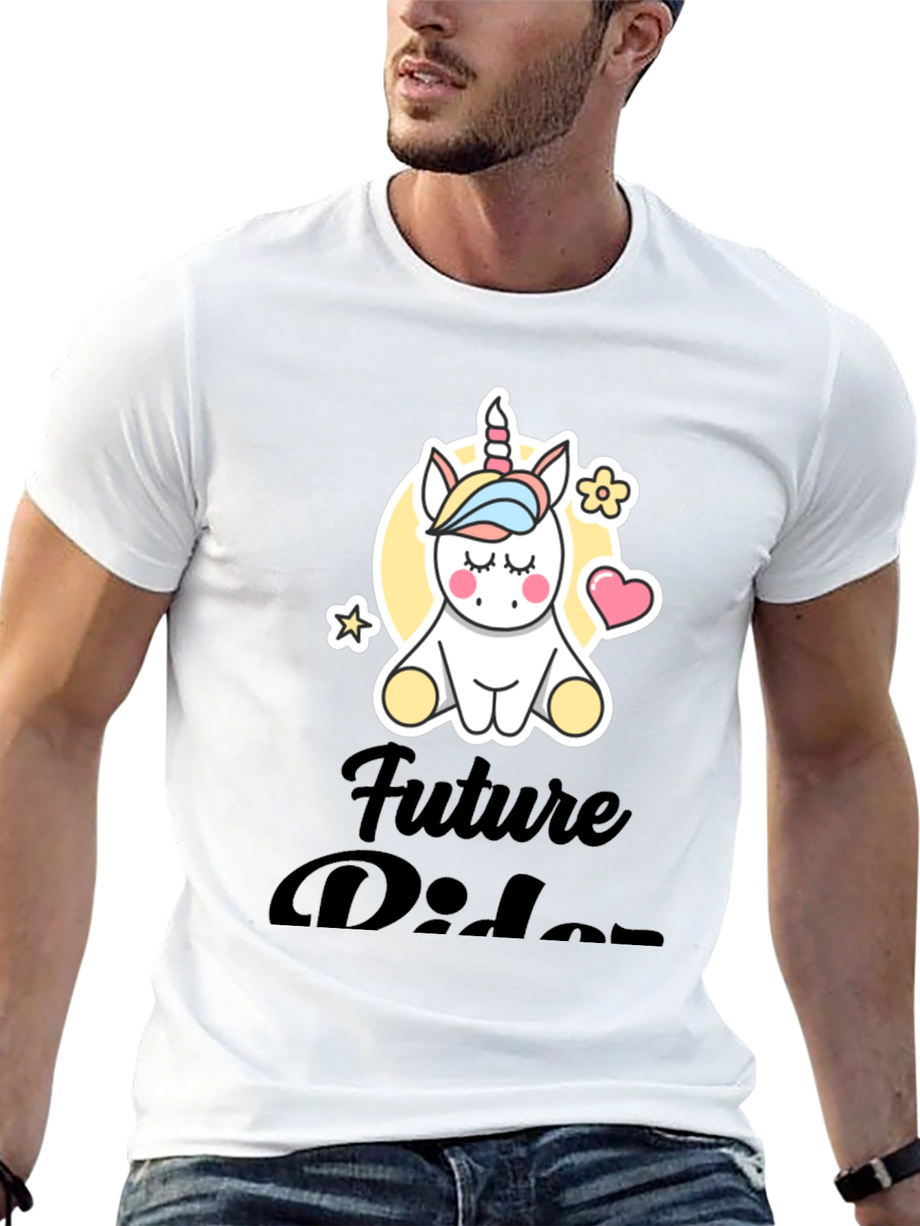 Cute Unicorn Future Rider Black T-Shirt